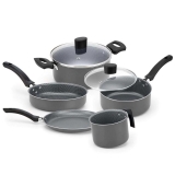 Conjunto de Panelas 5 Peças Alegrete Basic em Alumínio com Revestimento Antiaderente e Tampa de Vidro com Saída de Vapor – Cinza