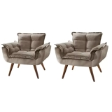 Kit 02 Poltrona Opala decorativa pés palito capuccino – Arapongas Decor