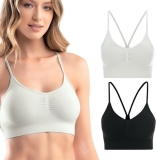 Kit 02 Top Academia Fitness Sem Costura Microfibra Bojo Removível She by Mash Feminino Adulto