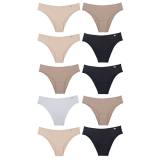 Kit 10 Calcinhas Biquíni Microfibra Delrio Cores Branco, Preto, Mousse e Areia Tamanho P