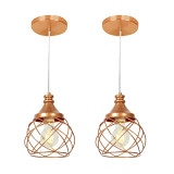 Kit 2 Lustres Pendente Esfera Aramado Cobre 15cm