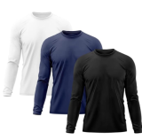 Kit 3 Camisetas Masculina Manga Longa Térmica Proteção Solar UV Dry Fit Segunda Pele X