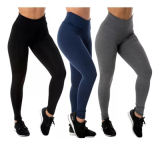 Kit 3 Legging Suplex Feminina Moda Fitness Academia