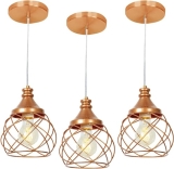 Kit 3 Lustres Pendente Esfera Aramado Cobre 15cm