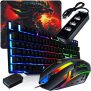 Kit Mobilador Gamer Teclado Semi Mecânico RGB + Mouse óptico Led em 7 Cores + Pad Speed Estampado (TIPO C)
