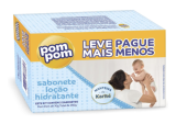 Kit Sabonete em Barra Pom Pom Loção Hidratante com 5 unidades de 70g cada