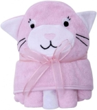 Kit Toalha + 3 Toalhinhas de Boca, Zip, rosa bebê