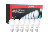Kit com 6 Lâmpadas 9W LED Bulbo, Bivolt 6500K Branco frio, 274061473, Avant