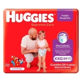 Kit com 8 Fraldas Descartável Infantil Roupinha Huggies Supreme Care xxg c/ 24 Unidades