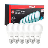 Kit 6 Lâmpadas Pera LED, 9W, Luz branca 6500K, Soquete E27, Bivolt, Avant