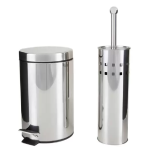 Kit Lixeira Inox para Banheiro com Pedal – 3L 2 Peças Brinox Stardard
