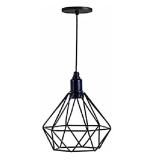 Lustre Pendente Aramado Diamante Pequeno Várias Cores Preto