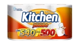 Papel Toalha Kitchen Jumbo Folha Dupla – Pack com 3 rolos de 180 unidades de 19×22 cm cada