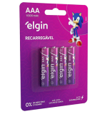 Pilha recarregável AAA 1000mAh Elgin com 4 unidades Palito