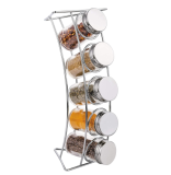 Porta Condimentos de Vidro redondo Transparente com Suporte 5 peças, VDR0412, Euro Home