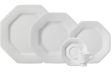 Serviço de Jantar e Café 30 Peças em Porcelana, Modelo Octogonal, Prisma, Branco, Porcelana Schmidt