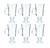 Conjunto 6 Taças para Cappuccino com Alça e Pé de Vidro Lyor Transparente 114Ml