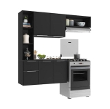 Cozinha Compacta com Armário e Balcão Mp2001 Sofia Multimóveis Preta
