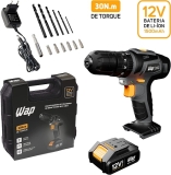 WAP Parafusadeira E Furadeira Com Impacto Bpfi 12K4 A Bateria Li-Íon De 12V Torque 18 Níveis Sem Fio Maleta E Kit De 13 Acessórios Bivolt
