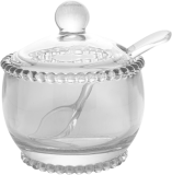 Wolff Pearl Açucareiro de Cristal com Colher, Transparente, 10 x 8 x 7 cm