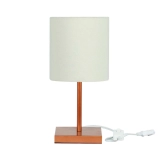 Abajur Eros Cilindrico Bege Base Toda Cobre Quadrada