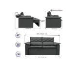 Sofá Retrátil e Reclinável Cama inBox Compact 1,50m Tecido Suede Velusoft Cinza