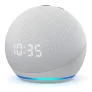 Amazon Echo Dot 4th Gen with clock com assistente virtual Alexa, display integrado glacier white 110V/240V