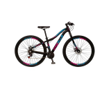 Bicicleta Aro 29 Colli Bike Cazelle Veneza 21 Marchas, Freio à Disco e Quadro 15,5″ – Preta/Rosa/Azul