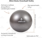Overball – Mini Bola de Exercícios 25 cm Cinza Vollo Sports