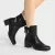 Bota Cano Curto Mooncity Salto Bloco Fivela Feminina