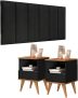 Conjunto Quarto Mesas De Cabeceira Pix Com Painel de Cabeceira De Cama 1,60 Preto/Freijó