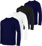 Kit com 4 Camisetas Masculinas Básicas Manga Longa Slim Fitness