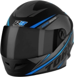 Capacete Moto R8 Pro Tork Fechado 60 Preto/Azul Claro Viseira Fumê