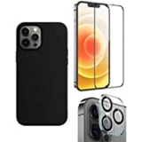 Kit Capinha Capa Preta + Película de Vidro 3D + Película de Câmera Compatível iPhone 13 / iPhone 13 PRO/iPhone 13 PRO MAX (YKR Acessórios) (iPhone 13 PRO)