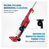 Aspirador de Pó 2 em 1 Mondial 1100W Turbo Cycle – AP-36 Vermelho e Preto
