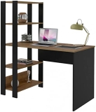 Escrivaninha com Estante Lateral MATCH cor Preto/Pinho – Artely