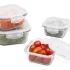 Conjunto com 4 Potes de Vidro transparente Slim com tampa plástica, VDR6989-4, Euro Home