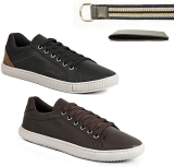 Kit 2 Pares Sapatenis Cadarço Casual + Cinto E Carteira