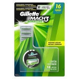Carga para Aparelho de Barbear Gillette Mach3 Sensitive – 16 unidades