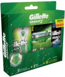 Kit Aparelho de Barbear Gillette Mach3 Acqua-Grip Sensitive + 2 Cargas + Gel de Barbear Gillette Mach3 Complete Defense 72 Ml