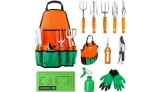 Conjunto de ferramentas de jardim UKOKE, de alumínio, avental de lona de jardim com bolso de armazenamento e alça ergonômica