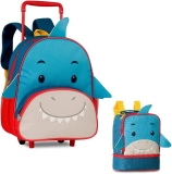 Kit Mochila Carrinho e Lancheira Pets Tubarão Clio Style