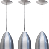 Combo Kit com 3 Pendentes Soft Cone Escovado Luminária Alumínio Lustre 18Cm Sala