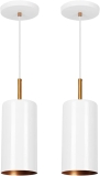 Kit 2 Lustres Pendente Bilboquê Cilindrico Branco com Cobre