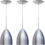 Combo Kit com 3 Pendentes Soft Cone Escovado Luminária Alumínio Lustre 18Cm Sala