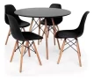 Conjunto De Mesa Eames Redonda + Cadeiras Madeira 70cm Wood