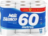 Papel Higiênico Folha Simples 60m Neutro L12P11 pacote com 12 rolos