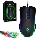 InfoKit Mouse Gamer USB Anatômico com Led Flow Effect Ajuste de DPI Sensor Óptico 6400DPIs Botões Laterais GM-V550, Preto, Unico