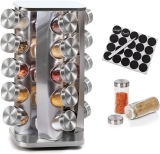 PORTA TEMPEROS CONDIMENTOS ARREDONDADO AÇO INOX 20 POTES (Inox)