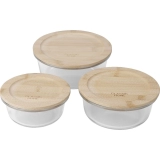 Conjunto de Potes Redondos Refratários com Tampa de Bambu 3 peças – Classic Home